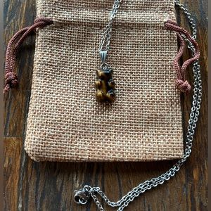 Tigers Eye Gummy Bear Tigers Eye Pendant with Stainless Steel Chain